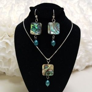 Gorgeous handcrafted abalone and pearl set